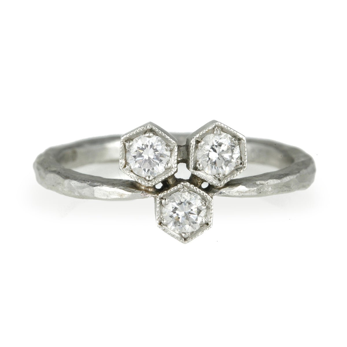 Cathy Waterman Platinum and Diamond "Triple Hexagonal" Ring