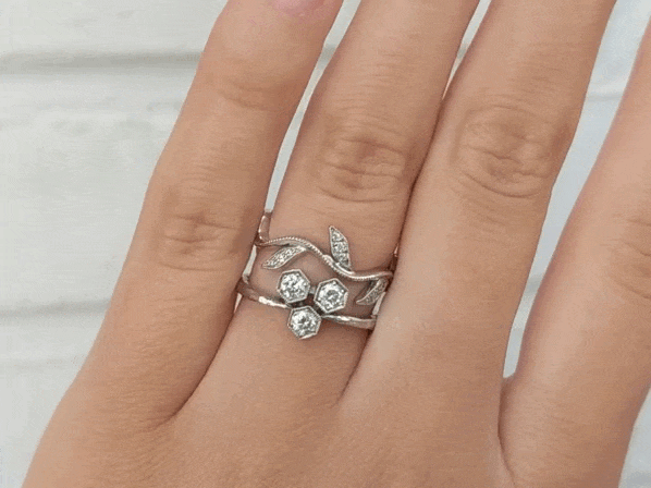 Cathy Waterman Platinum and Diamond "Triple Hexagonal" Ring