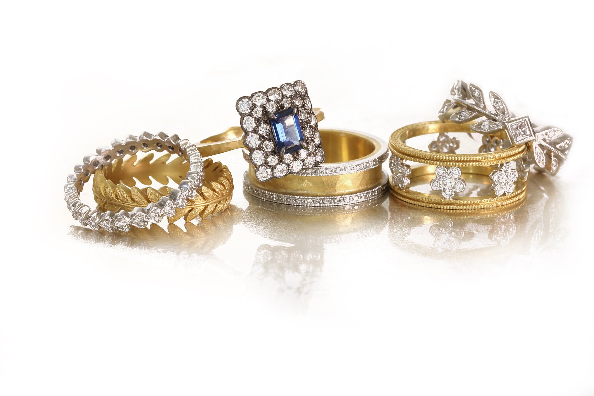 Cathy Waterman Platinum and Diamond "Wheat" Ring