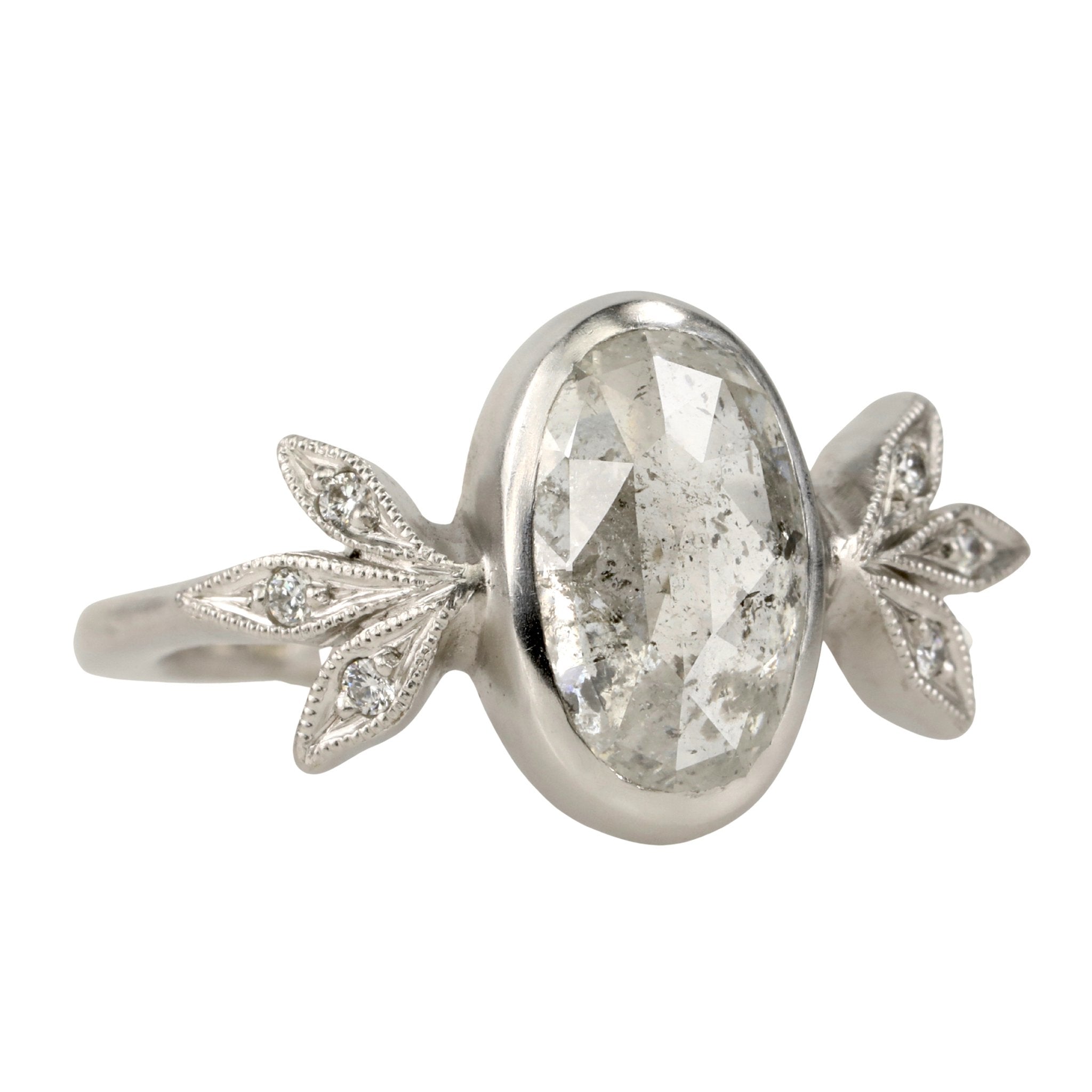 Cathy Waterman Platinum and Salt and Pepper Diamond "Moderne" Ring