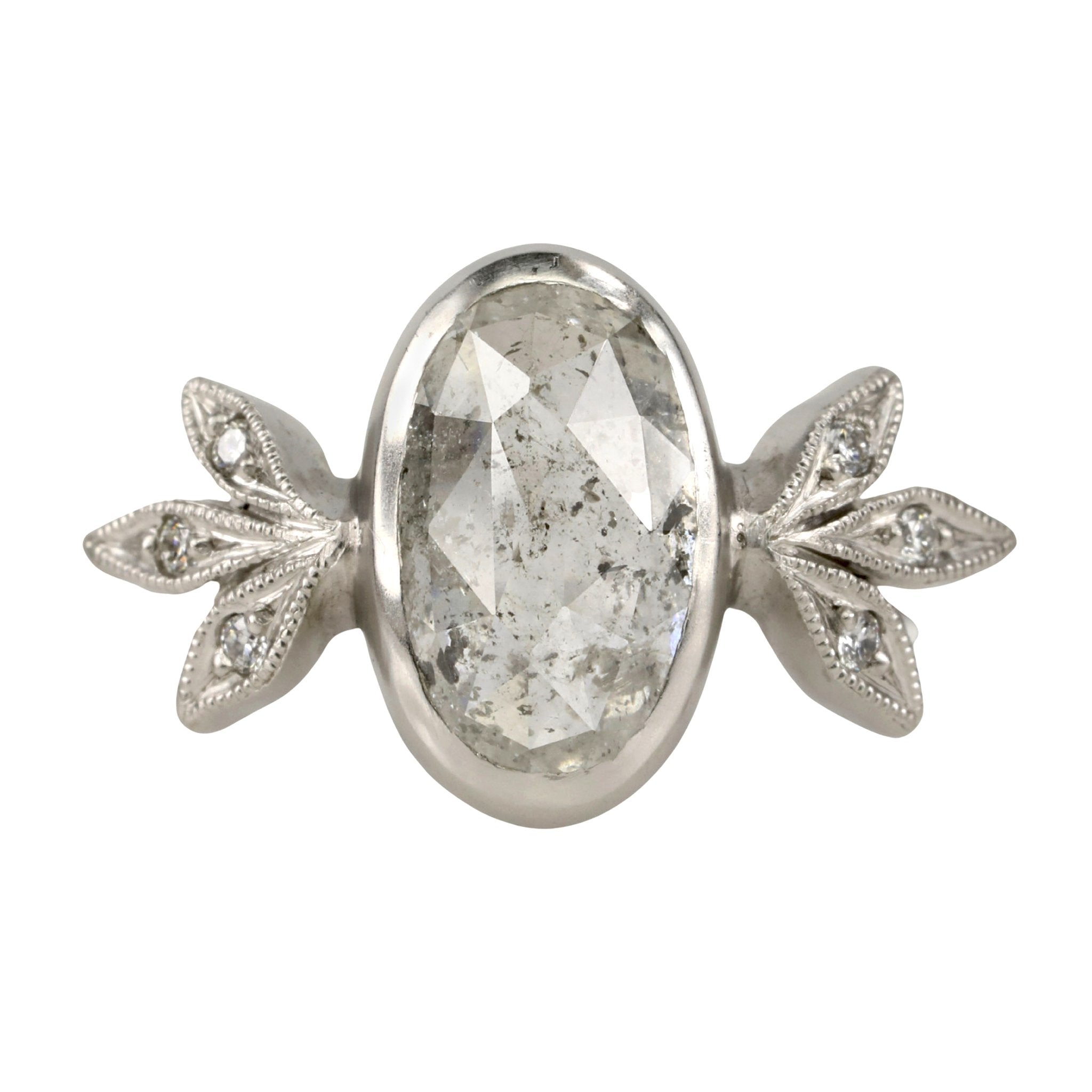 Cathy Waterman Platinum and Salt and Pepper Diamond "Moderne" Ring