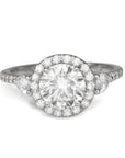 Mark Patterson Platinum Mount with Diamond Halo and Pear-Shaped Diamond Shoulders