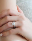 Platinum "Hidden Halo" Mount with Prong-Set Center Stone and Diamond Shoulders