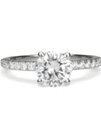 Platinum "Hidden Halo" Mount with Prong-Set Center Stone and Diamond Shoulders