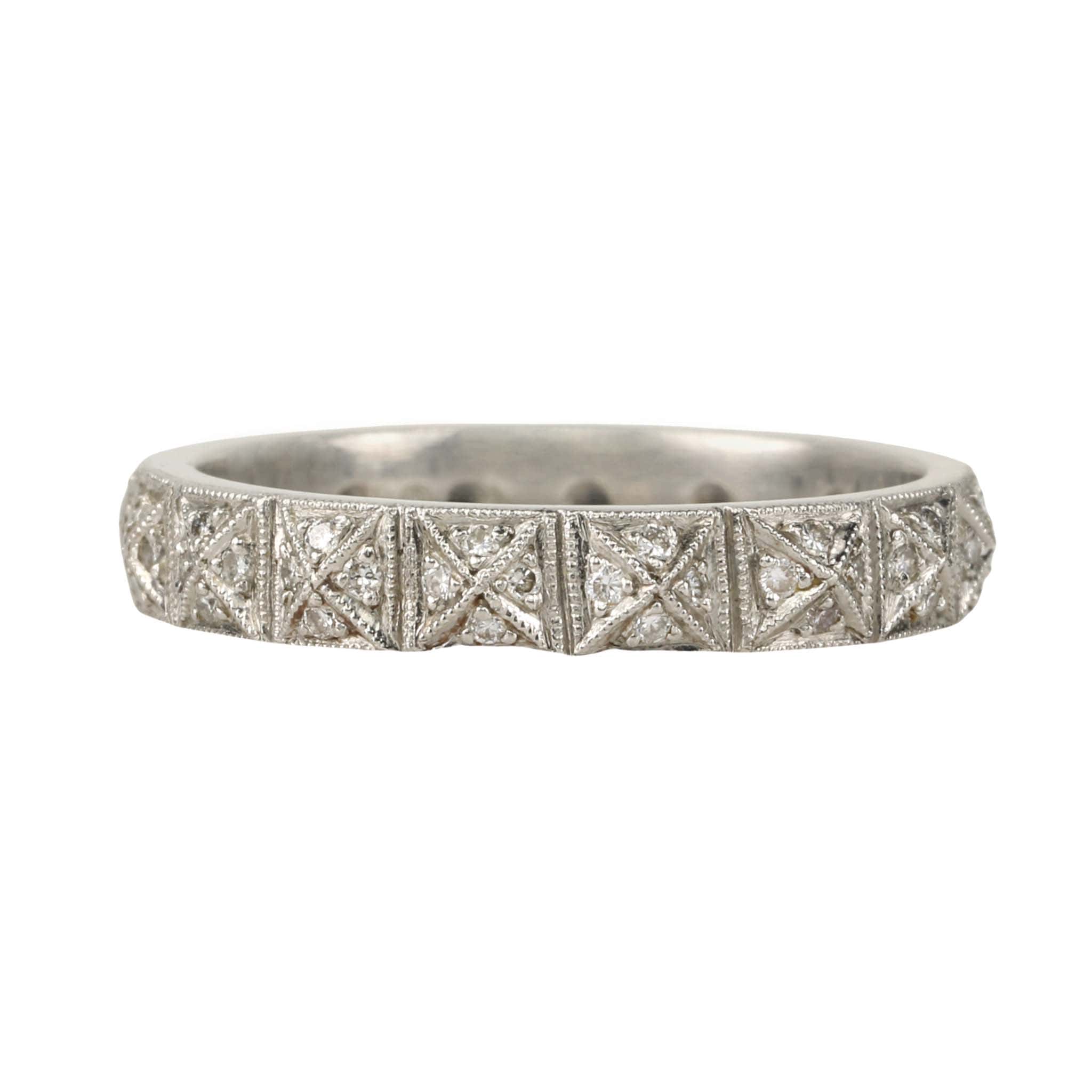 Cathy Waterman Platinum & Pave Diamond "Pyramid" Band