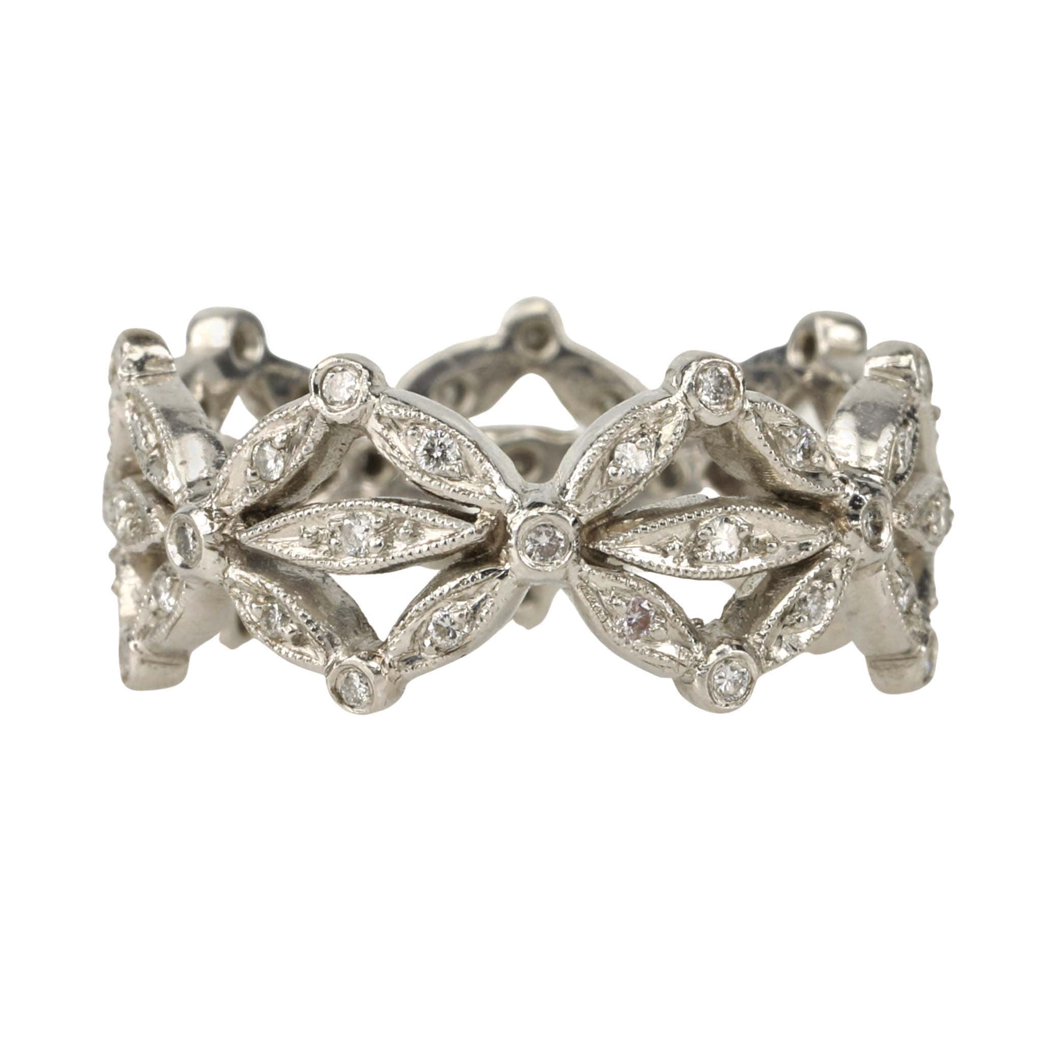 Cathy Waterman Platinum & Pave Diamond "Seed Petal" Band