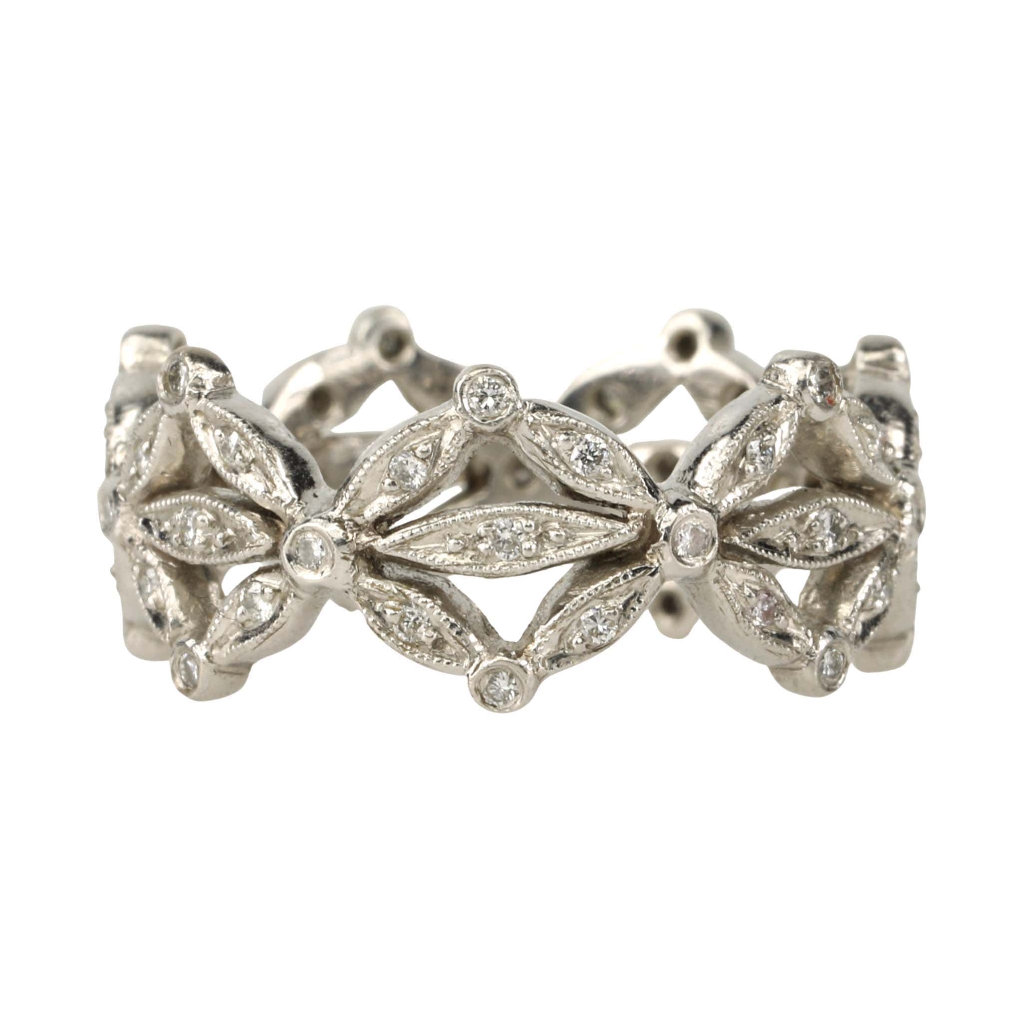 Cathy Waterman Platinum & Pave Diamond "Seed Petal" Band