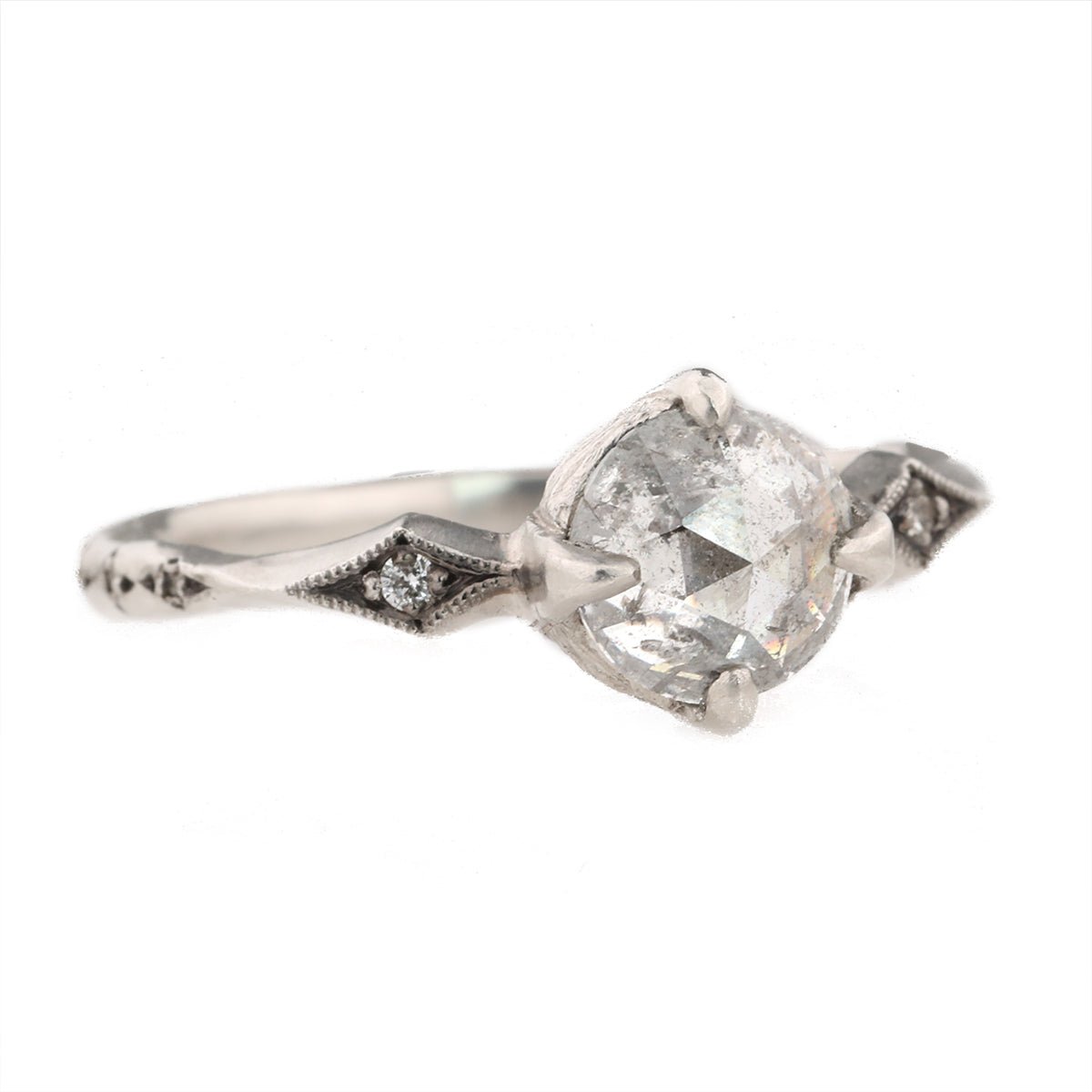 Cathy Waterman Platinum Prong-Set Rosecut Grey Diamond Ring