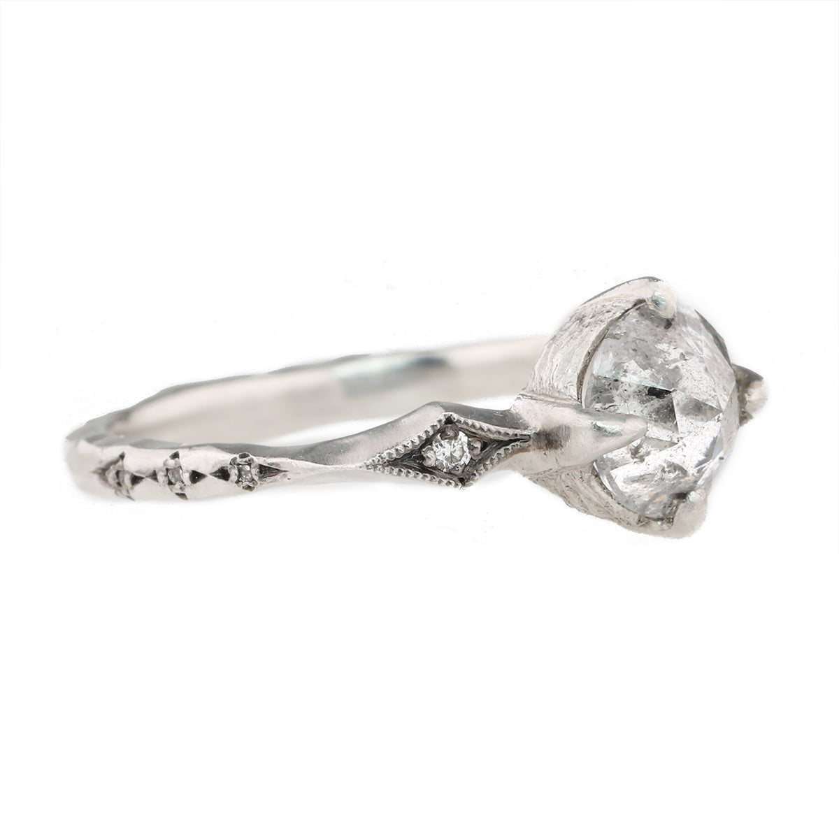 Cathy Waterman Platinum Prong-Set Rosecut Grey Diamond Ring
