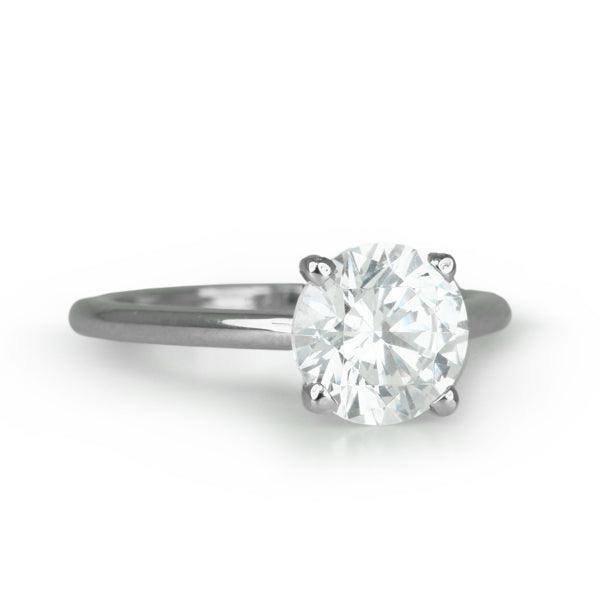 Platinum Ring with Prong-Set Round Center Stone