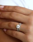Mark Patterson Platinum Round Diamond Ring Mount with Pave Diamond Shoulders and Prongs