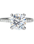 Mark Patterson Platinum Round Diamond Ring Mount with Pave Diamond Shoulders and Prongs