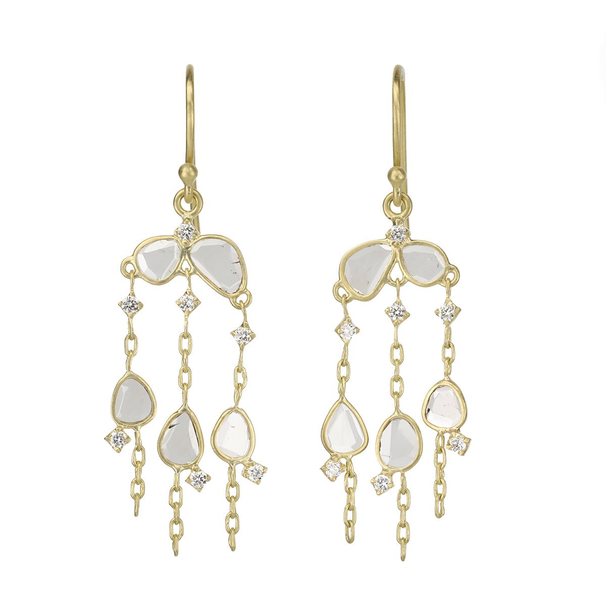 Kothari Polki Diamond Slice & Brilliant Diamond "Chandelier" Earrings