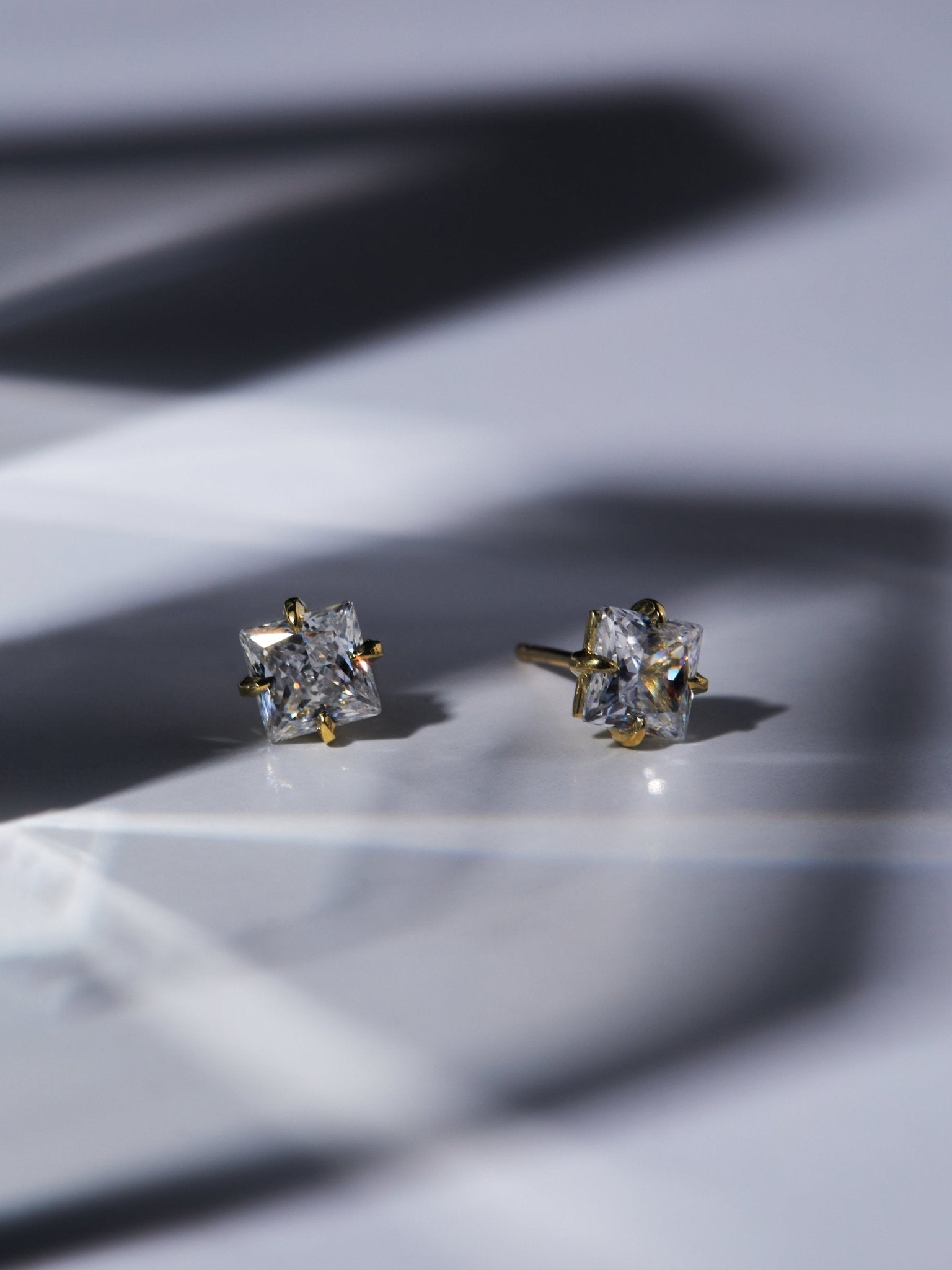 Princess Shaped 4-Prong Diamond Studs - Peridot Fine Jewelry - ILA