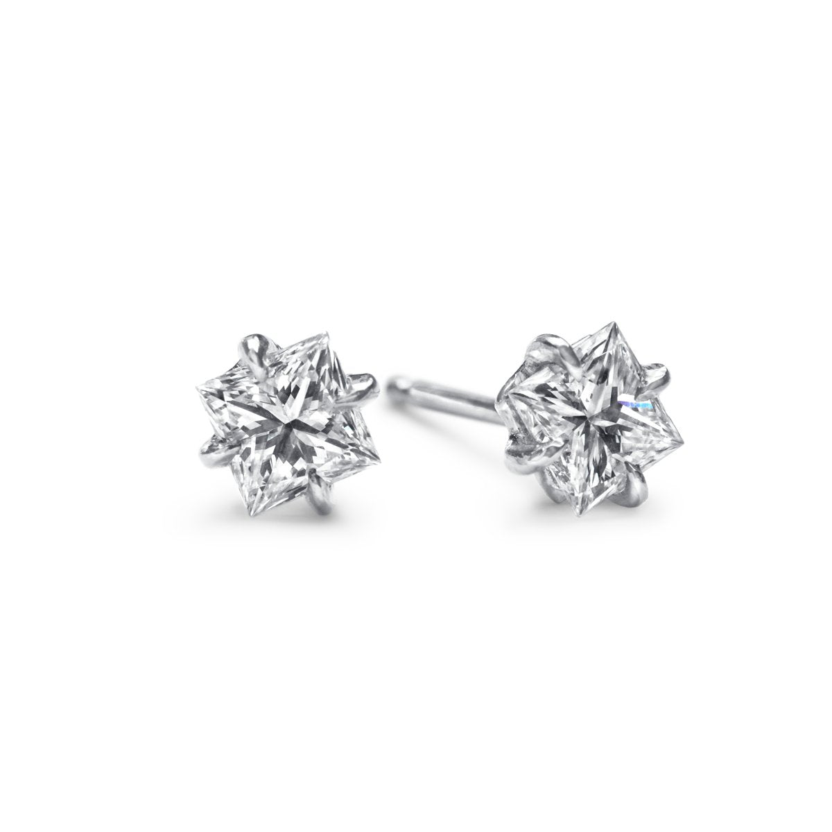 Princess Shaped 4-Prong Diamond Studs - Peridot Fine Jewelry - ILA