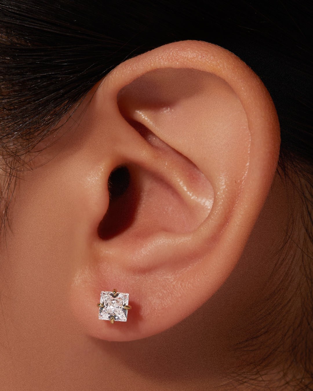 Princess Shaped 4-Prong Diamond Studs - Peridot Fine Jewelry - ILA