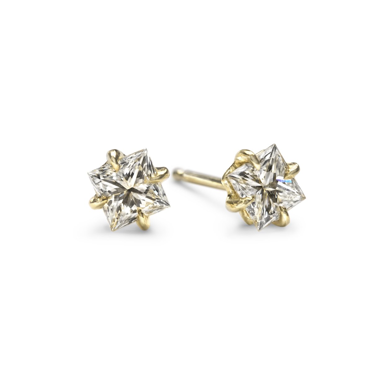 Princess Shaped 4-Prong Diamond Studs - Peridot Fine Jewelry - ILA