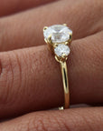 18K Yellow Gold Round 3 Stone Engagement Ring