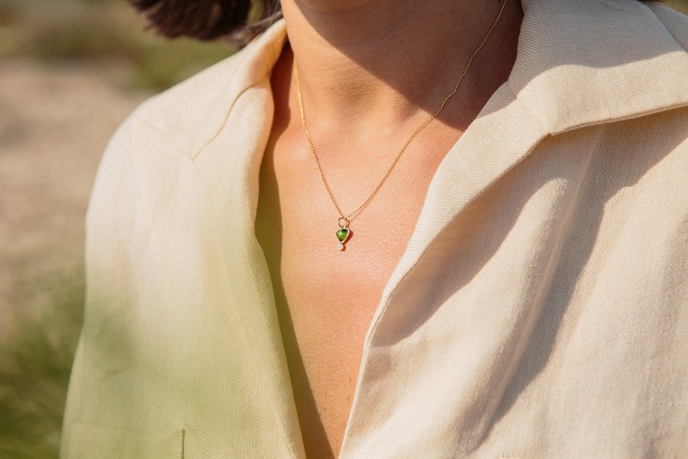 Zahava Reversible Green Tourmaline "Byrdie Heart" Pendant