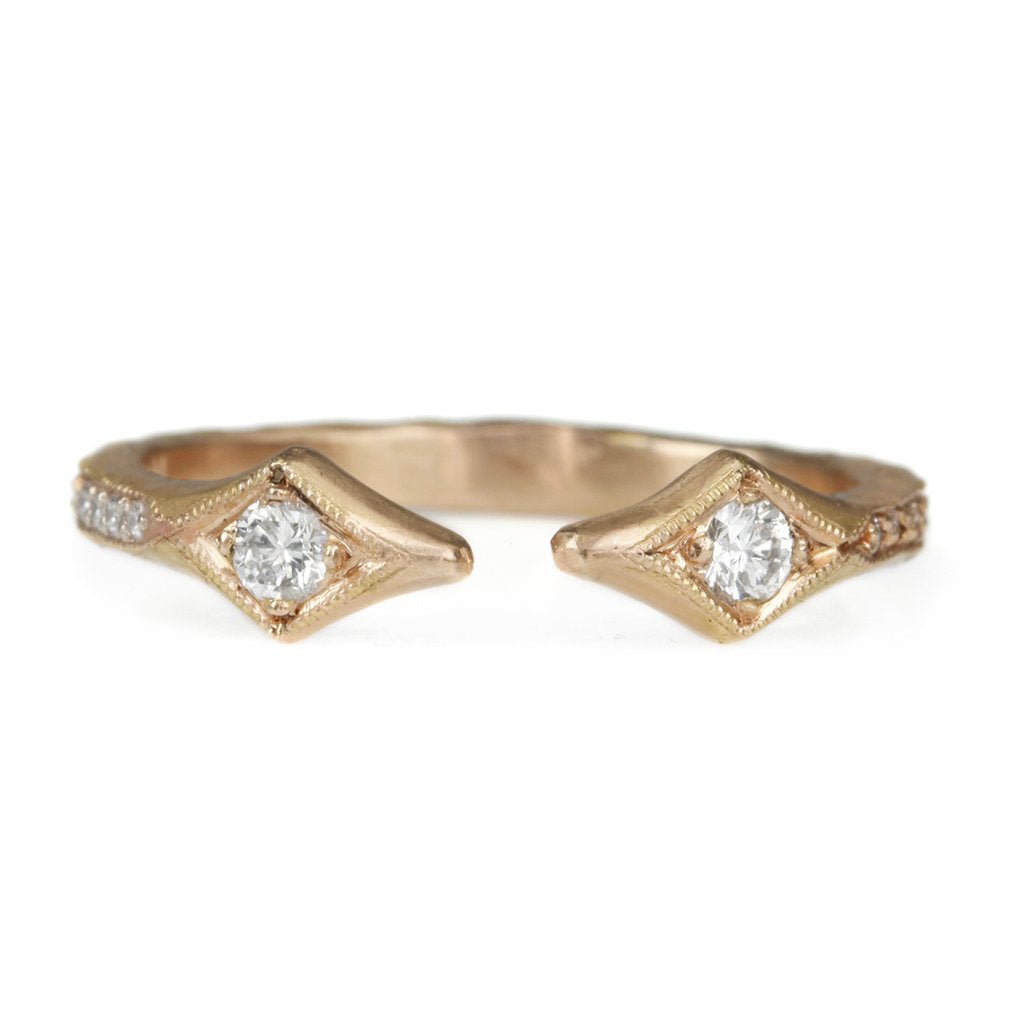 Cathy Waterman Rose Gold and Diamond "Double Arrow" Ring