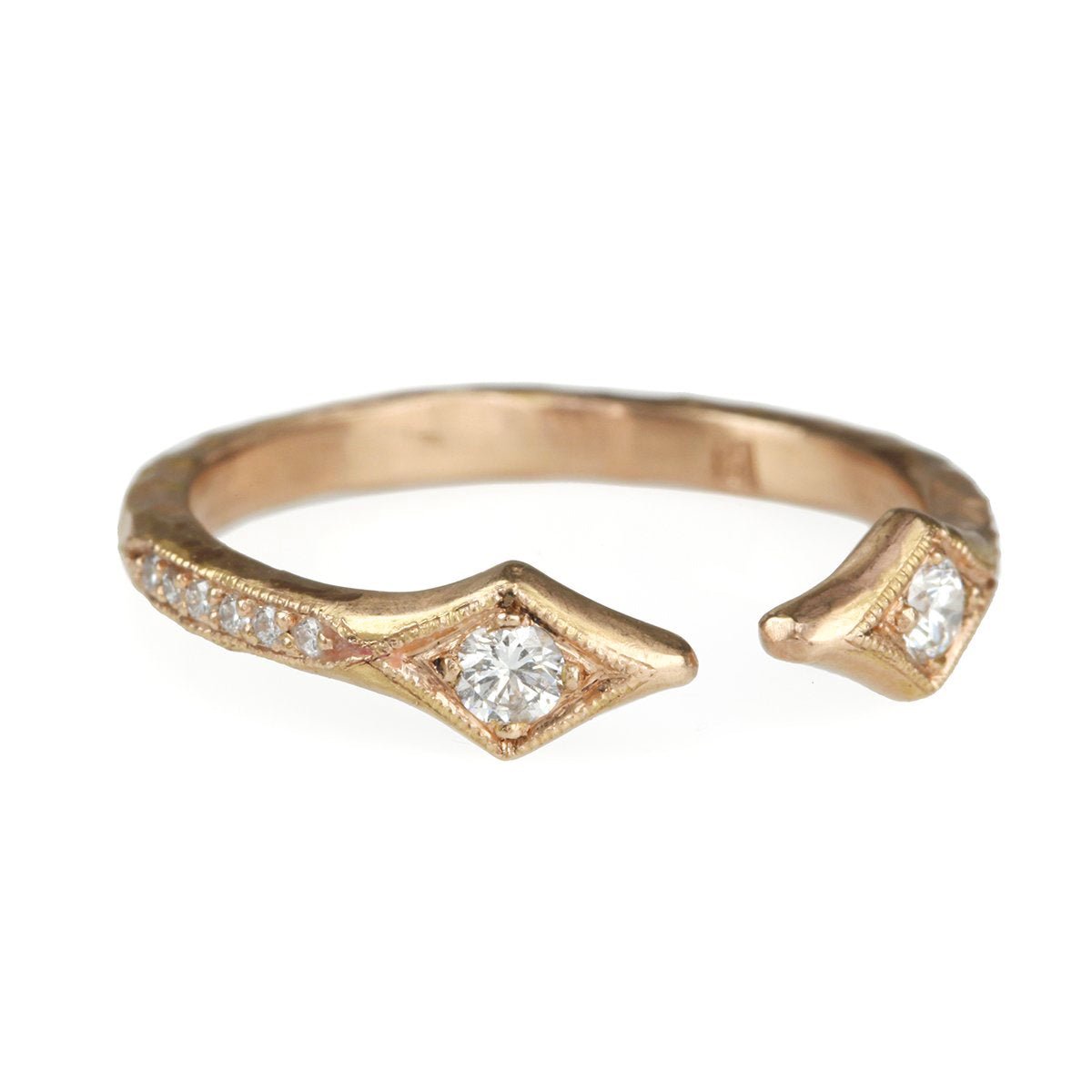 Cathy Waterman Rose Gold and Diamond "Double Arrow" Ring