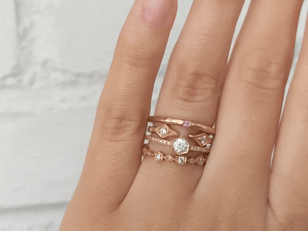 Cathy Waterman Rose Gold and Diamond "Double Arrow" Ring