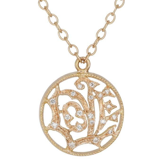 Rose Gold and Diamond "Love" Necklace