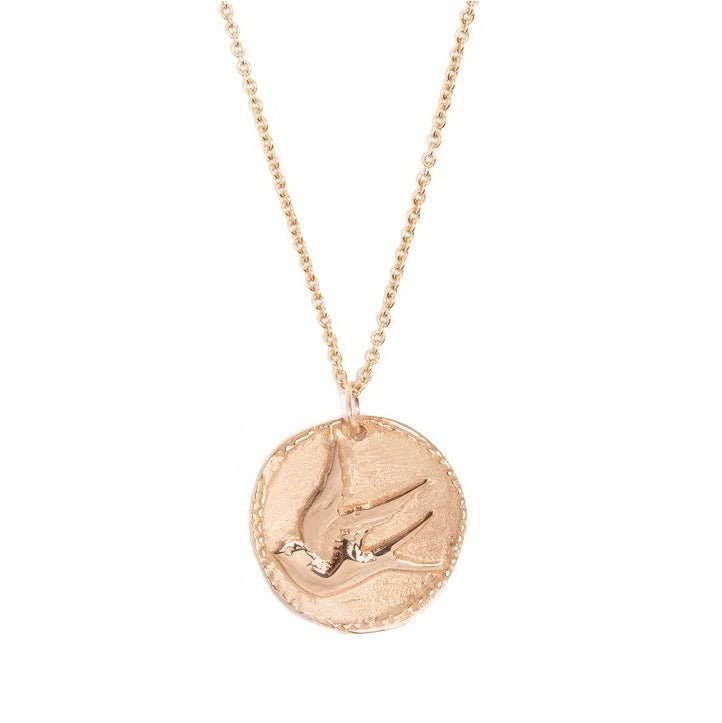 Tiny Om Rose Gold "Graceful Songbird Medal" Disc Necklace