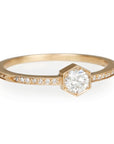 Cathy Waterman Rose Gold Hexagonal Bezel-Set Diamond Ring
