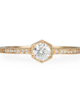 Cathy Waterman Rose Gold Hexagonal Bezel-Set Diamond Ring