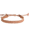 Rose Gold Vermeil & Nude Silk Woven Bracelet - Peridot Fine Jewelry - Marie Laure Chamorel