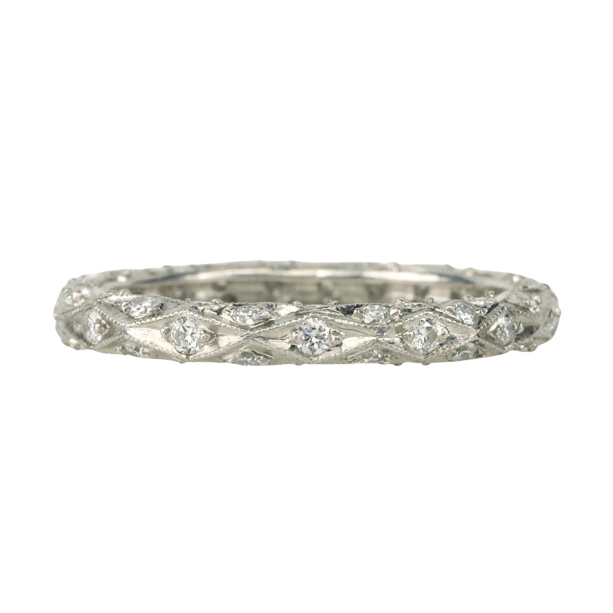 Rounded Platinum & Diamond "Birthday" Band