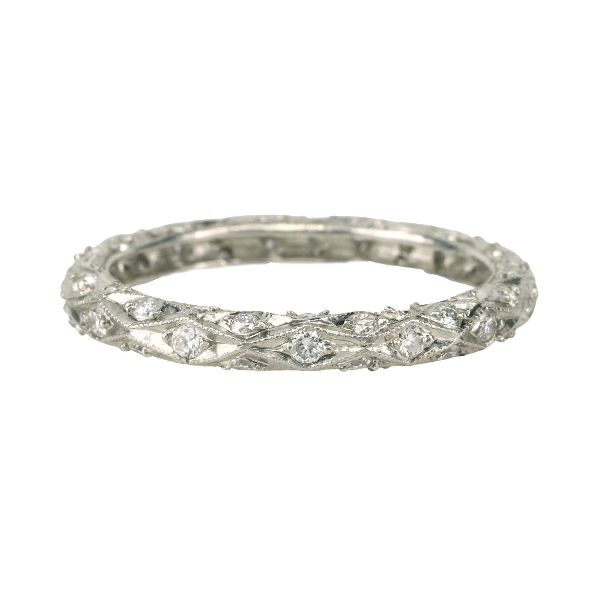 Rounded Platinum & Diamond "Birthday" Band