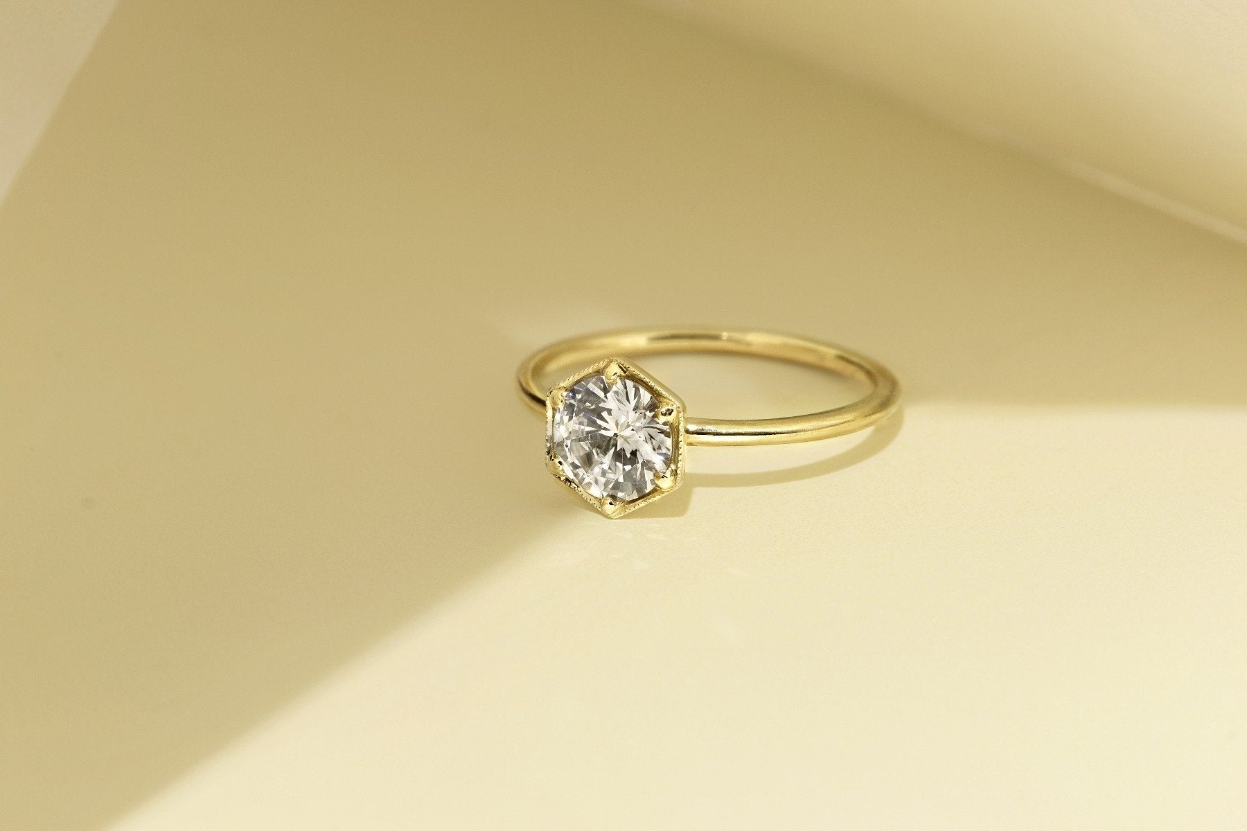 "Selene" Hexagonal Diamond Ring Mount - Peridot Fine Jewelry - ILA