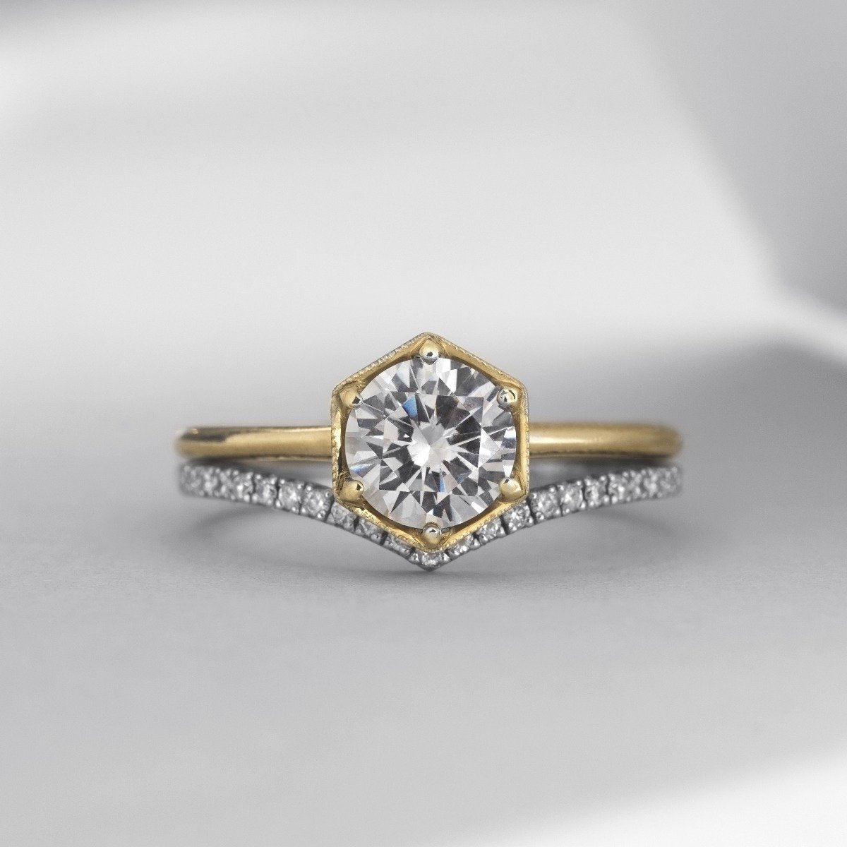 "Selene" Hexagonal Diamond Ring Mount - Peridot Fine Jewelry - ILA