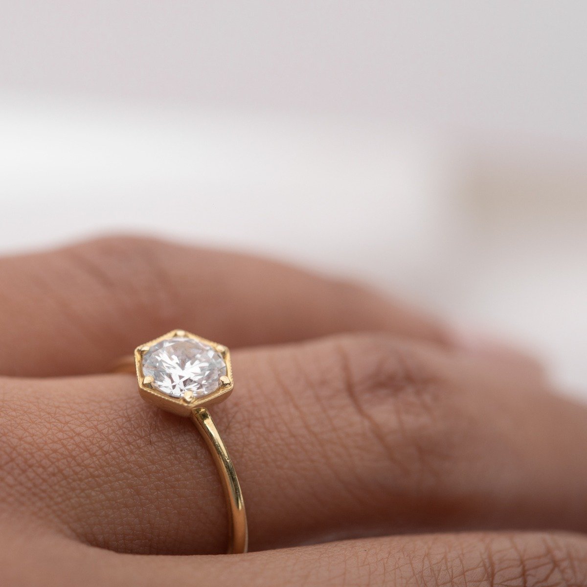 "Selene" Hexagonal Diamond Ring Mount - Peridot Fine Jewelry - ILA