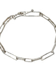 Silver "Denise" Bracelet with Handmade Varying Rectangular Links - Peridot Fine Jewelry - Sarah Macfadden