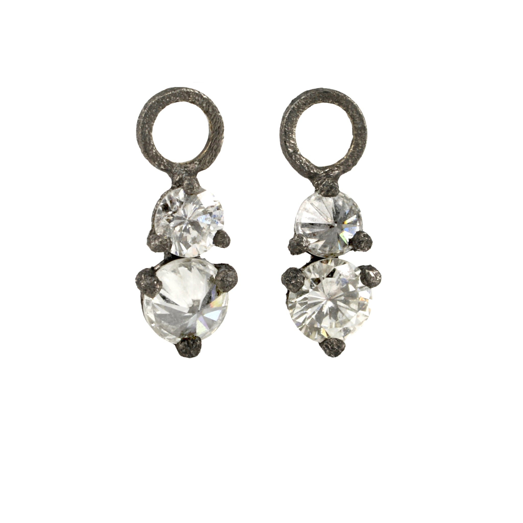 Small Blackened Gold Prong-Set Diamond "Hoop Charms"