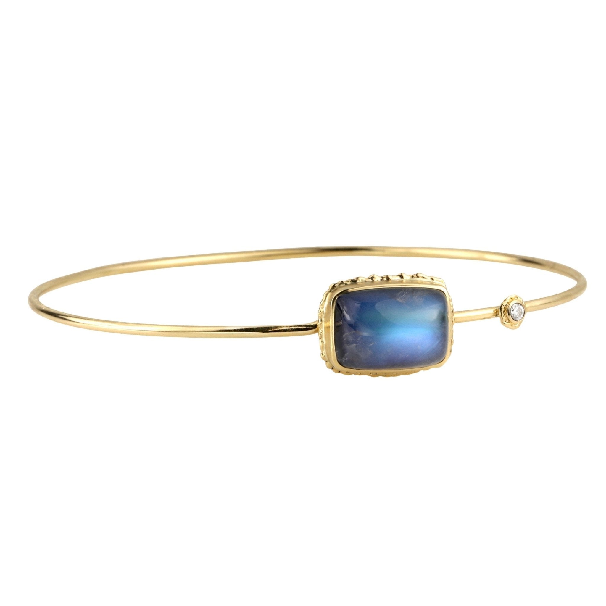 Smooth Rectangular Blue Rainbow Moonstone Bracelet