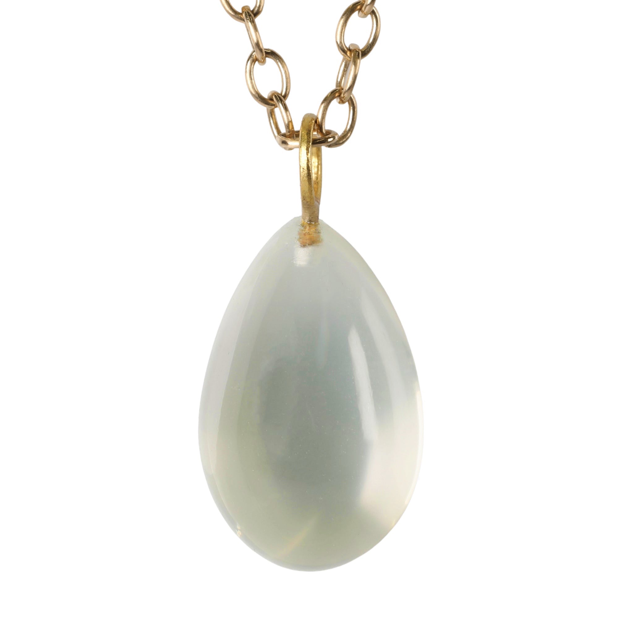 Smooth Teardrop Sage Moonstone Pendant - Peridot Fine Jewelry - Rosanne Pugliese