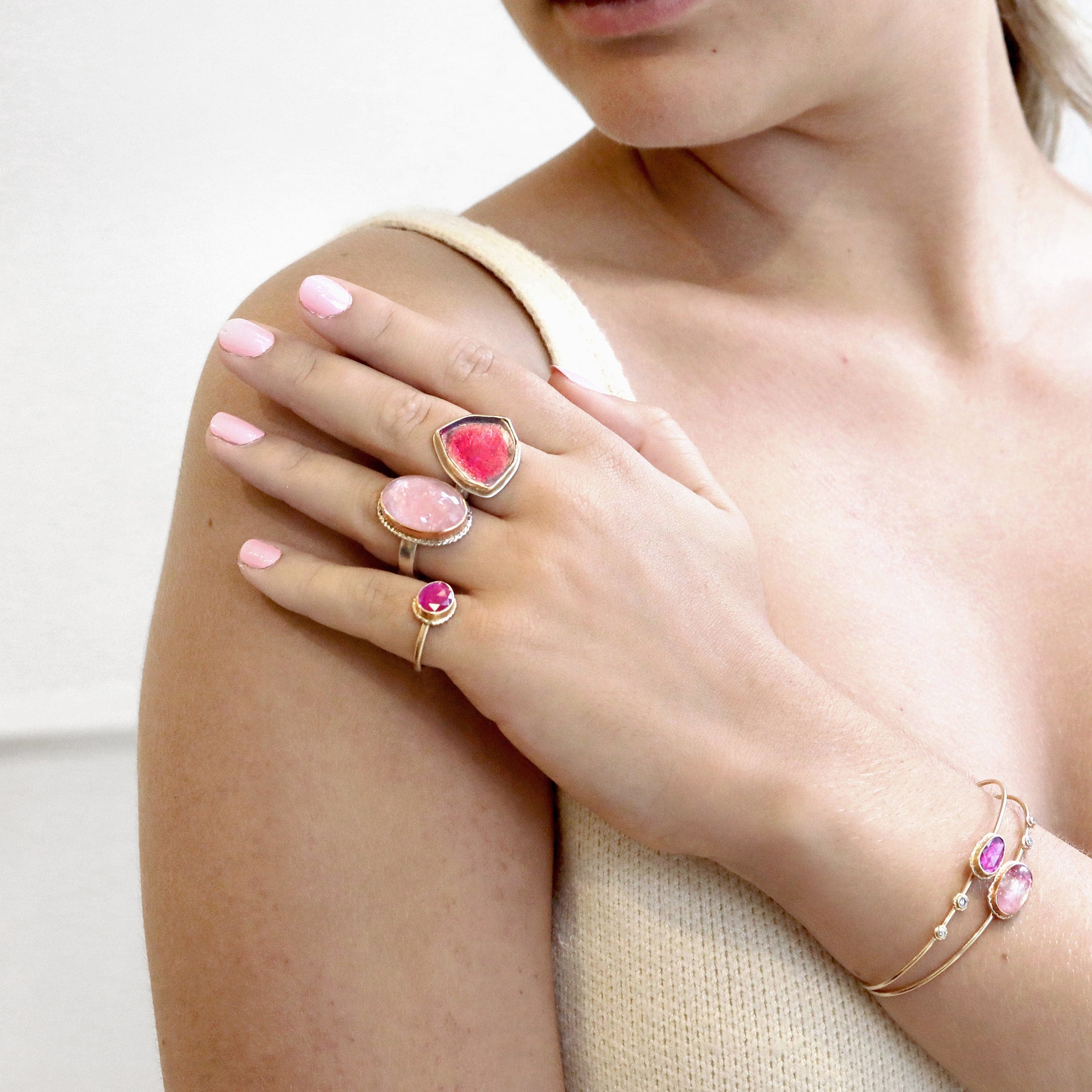 Jamie Joseph Smooth Watermelon Tourmaline Slice Ring