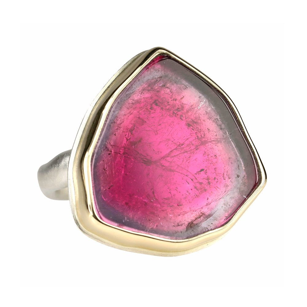 Jamie Joseph Smooth Watermelon Tourmaline Slice Ring