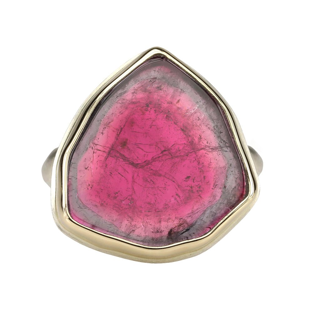 Jamie Joseph Smooth Watermelon Tourmaline Slice Ring