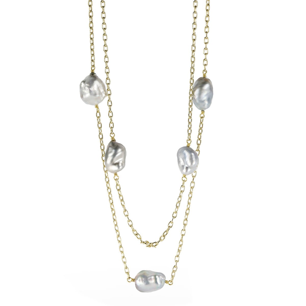 Caroline Ellen South Sea Keshi Pearl Station Necklace