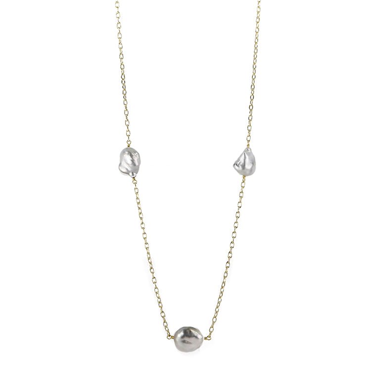 Caroline Ellen South Sea Keshi Pearl Station Necklace