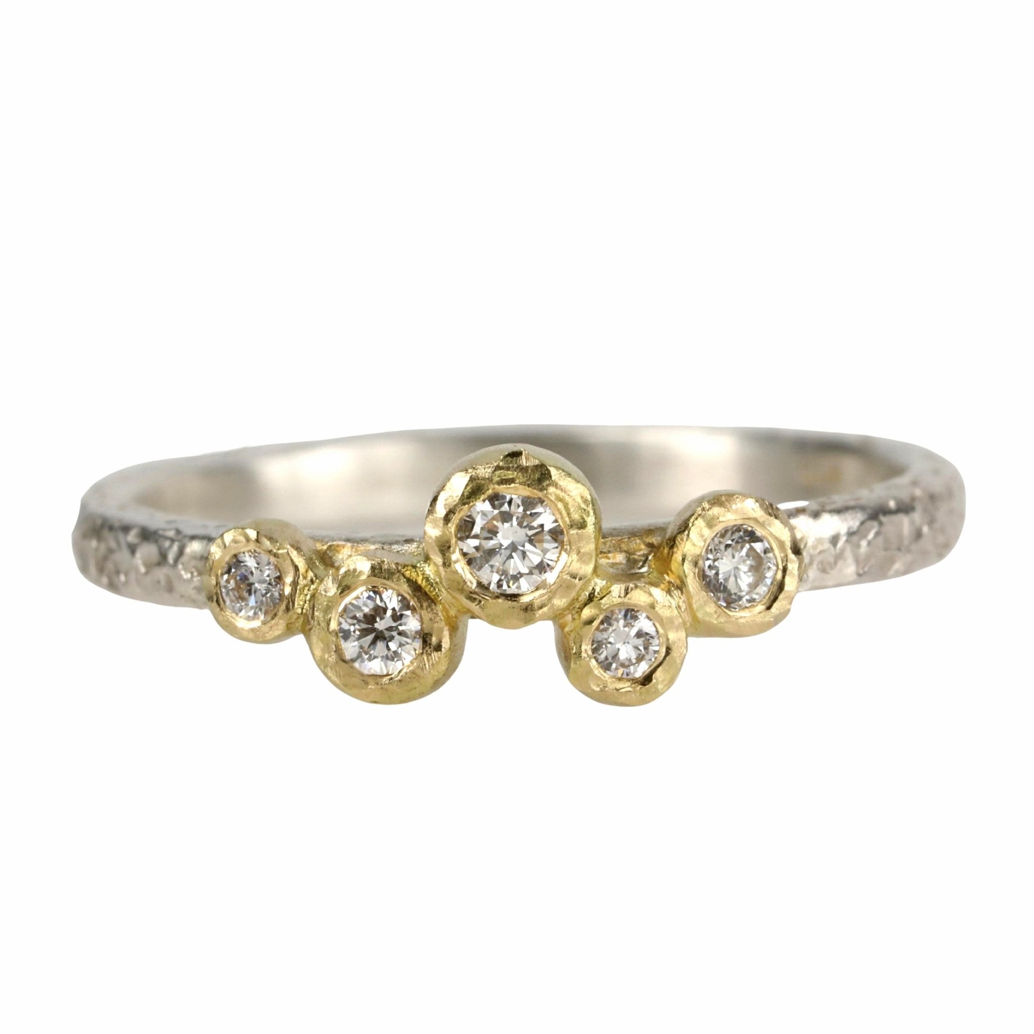 Yasuko Azuma Sterling Silver Five Variant-Sized White Diamond Band