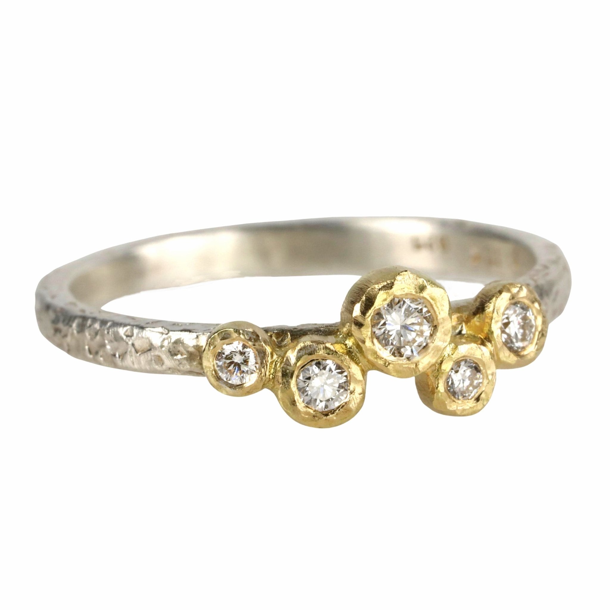 Yasuko Azuma Sterling Silver Five Variant-Sized White Diamond Band