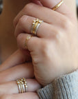 Yasuko Azuma Sterling Silver and Six Diamond Textured Ring