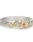 Yasuko Azuma Sterling Silver and Six Diamond Textured Ring