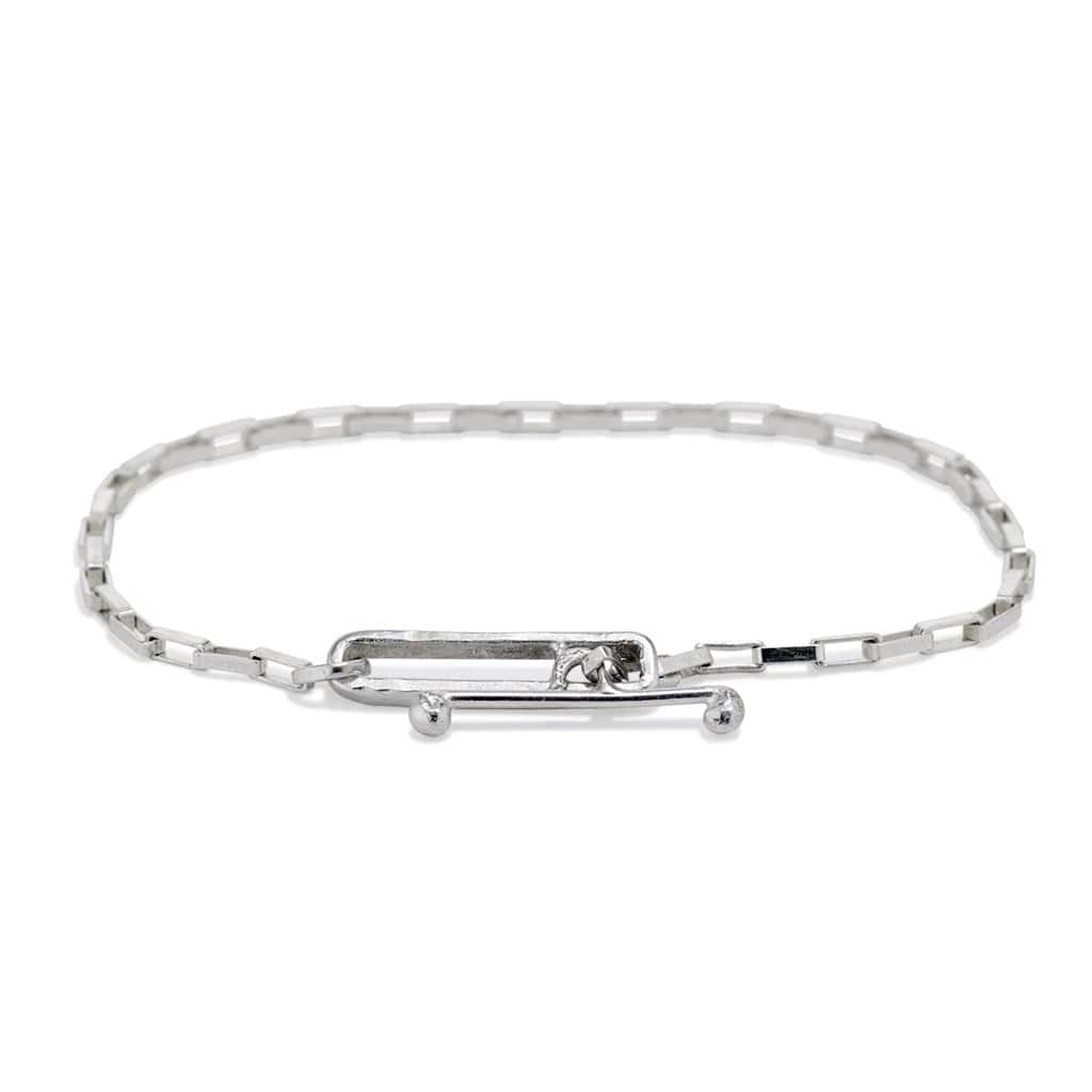 Sterling Silver Box Chain Bracelet with Handmade Toggle Closure - Peridot Fine Jewelry - Sarah Macfadden